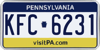 PA license plate KFC6231