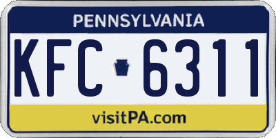 PA license plate KFC6311