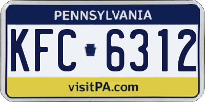 PA license plate KFC6312