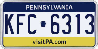 PA license plate KFC6313