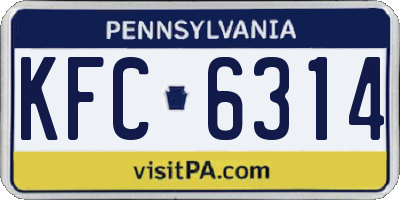 PA license plate KFC6314