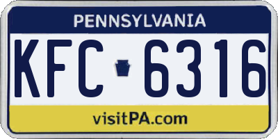 PA license plate KFC6316