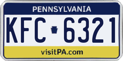 PA license plate KFC6321