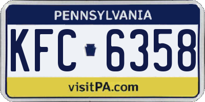 PA license plate KFC6358