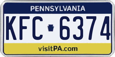 PA license plate KFC6374