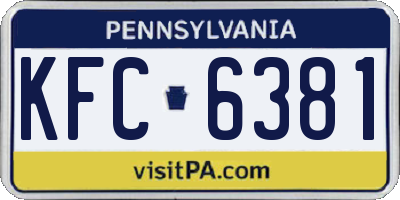 PA license plate KFC6381