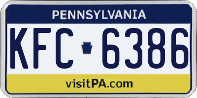 PA license plate KFC6386