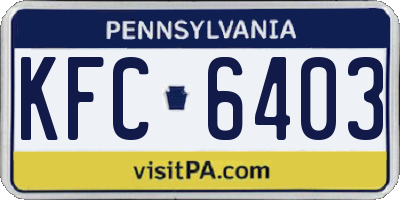 PA license plate KFC6403