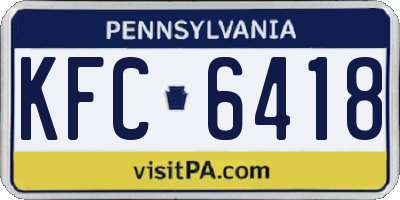 PA license plate KFC6418