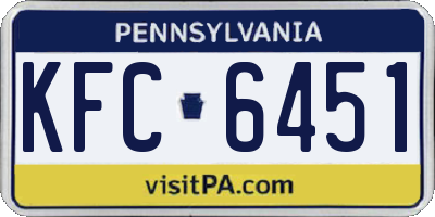PA license plate KFC6451