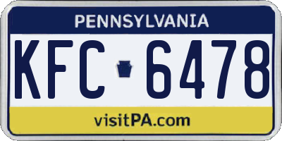 PA license plate KFC6478
