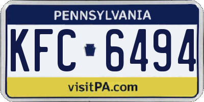 PA license plate KFC6494