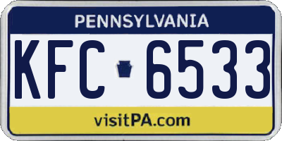 PA license plate KFC6533