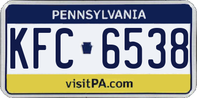 PA license plate KFC6538