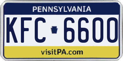 PA license plate KFC6600