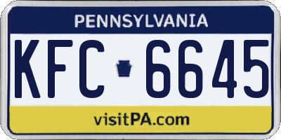 PA license plate KFC6645