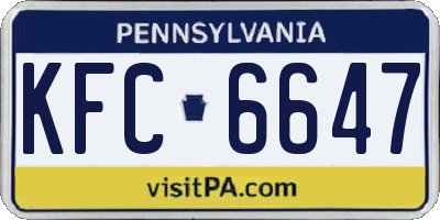 PA license plate KFC6647