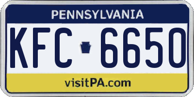 PA license plate KFC6650