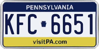 PA license plate KFC6651
