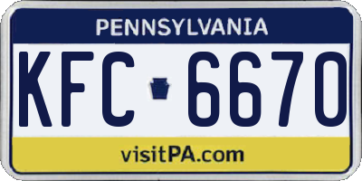 PA license plate KFC6670