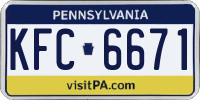PA license plate KFC6671