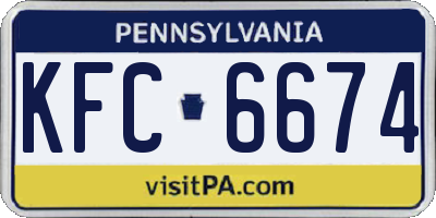 PA license plate KFC6674