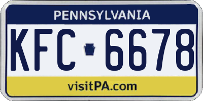 PA license plate KFC6678