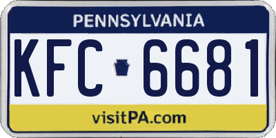 PA license plate KFC6681