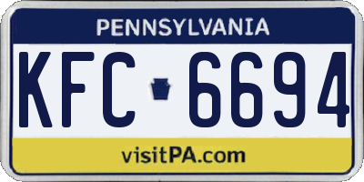 PA license plate KFC6694