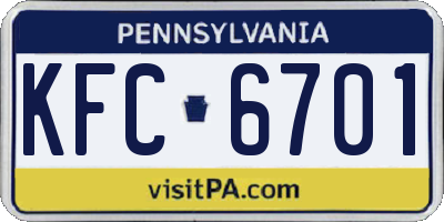 PA license plate KFC6701