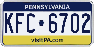 PA license plate KFC6702
