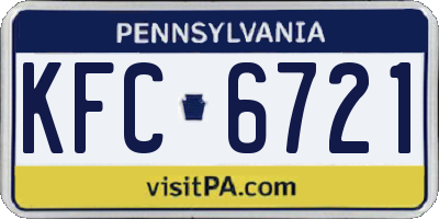 PA license plate KFC6721