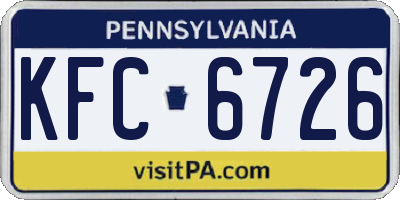 PA license plate KFC6726