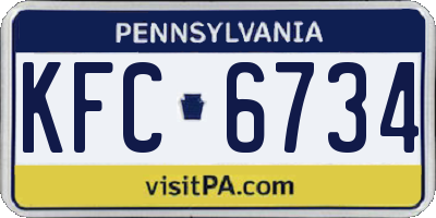 PA license plate KFC6734