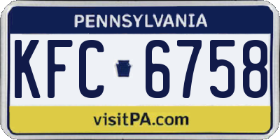 PA license plate KFC6758
