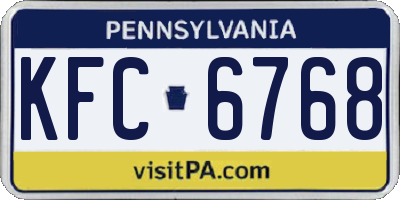 PA license plate KFC6768