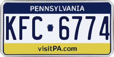 PA license plate KFC6774