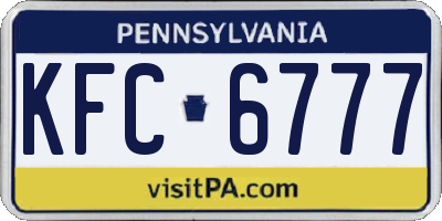 PA license plate KFC6777