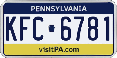 PA license plate KFC6781