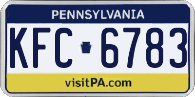PA license plate KFC6783