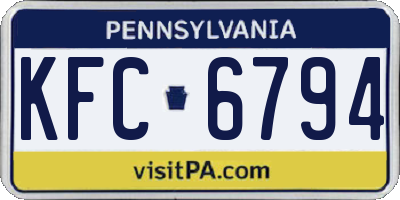 PA license plate KFC6794
