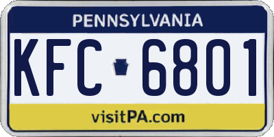 PA license plate KFC6801