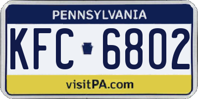 PA license plate KFC6802