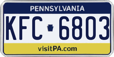 PA license plate KFC6803