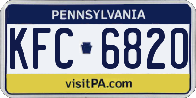 PA license plate KFC6820