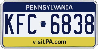 PA license plate KFC6838