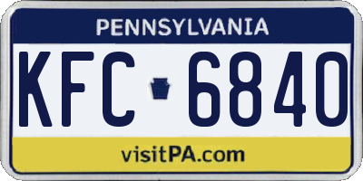 PA license plate KFC6840