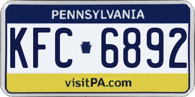 PA license plate KFC6892