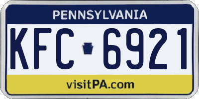 PA license plate KFC6921