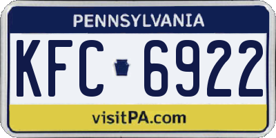 PA license plate KFC6922